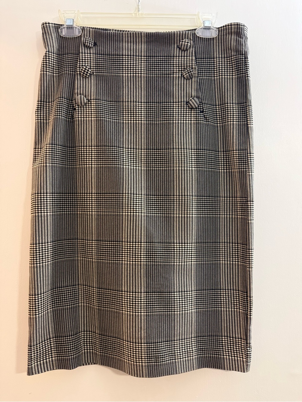 Jules & Leopold Black and White Glen Plaid Pencil Skirt